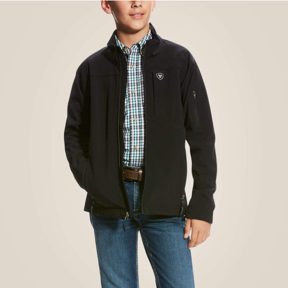 NWT-Ariat Boys Vernon 2.0 Black Softshell Jacket 10024057-X-Large/ Size 18